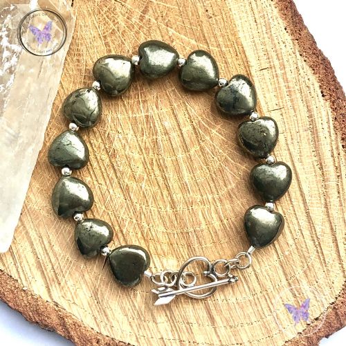 Pyrite Hearts Healing Bracelet